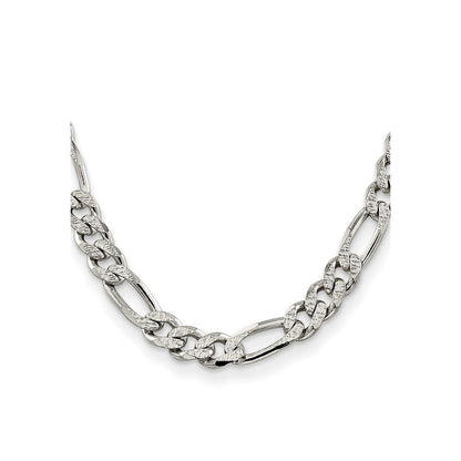 Sterlingsilber 11.0mm Pavé Flach Figaro Halskette