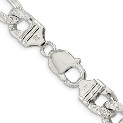 Sterlingsilber 11.0mm Pavé Flach Figaro Halskette