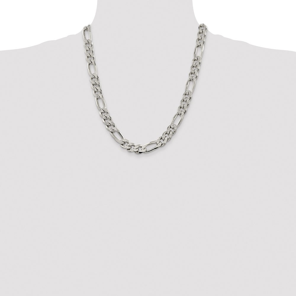 Sterlingsilber 11.0mm Pavé Flach Figaro Halskette