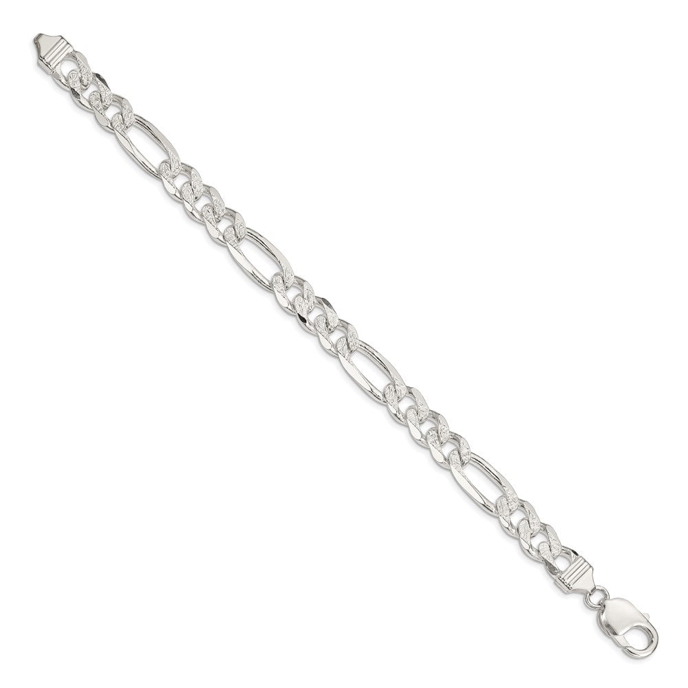 Sterlingsilber 11.0mm Pavé Flach Figaro Gliederarmband