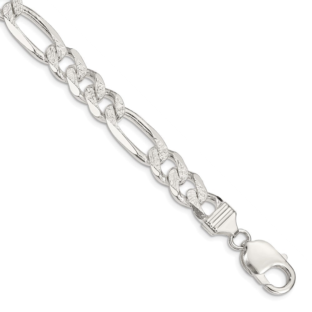 Sterlingsilber 11.0mm Pavé Flach Figaro Gliederarmband
