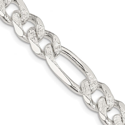 Sterlingsilber 11.0mm Pavé Flach Figaro Halskette