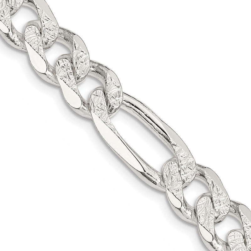 Sterlingsilber 11.0mm Pavé Flach Figaro Halskette