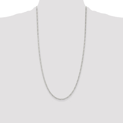 Sterlingsilber Rhodiniert 2.25mm Figaro Halskette
