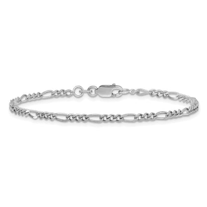 Sterlingsilber Rhodiniert 2.5mm Figaro Kette Fußkettchen