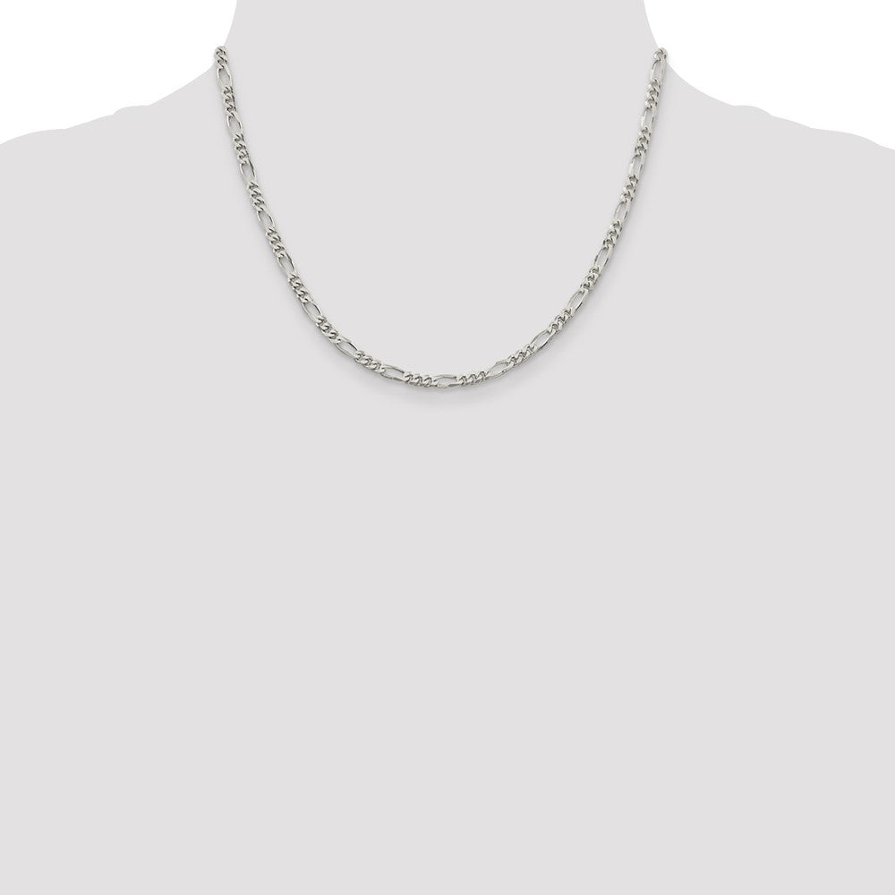 Sterlingsilber Rhodiniert 3.5mm Figaro Halskette