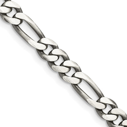 Sterlingsilber Antikisiert 5.5mm Figaro Halskette