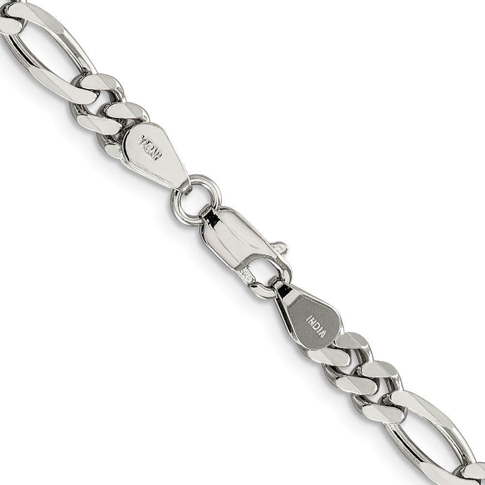 Sterlingsilber Rhodiniert 5.25mm Figaro Halskette