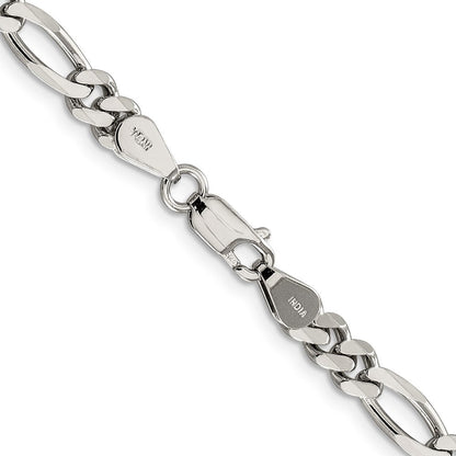 Sterlingsilber Rhodiniert 5.25mm Figaro Halskette