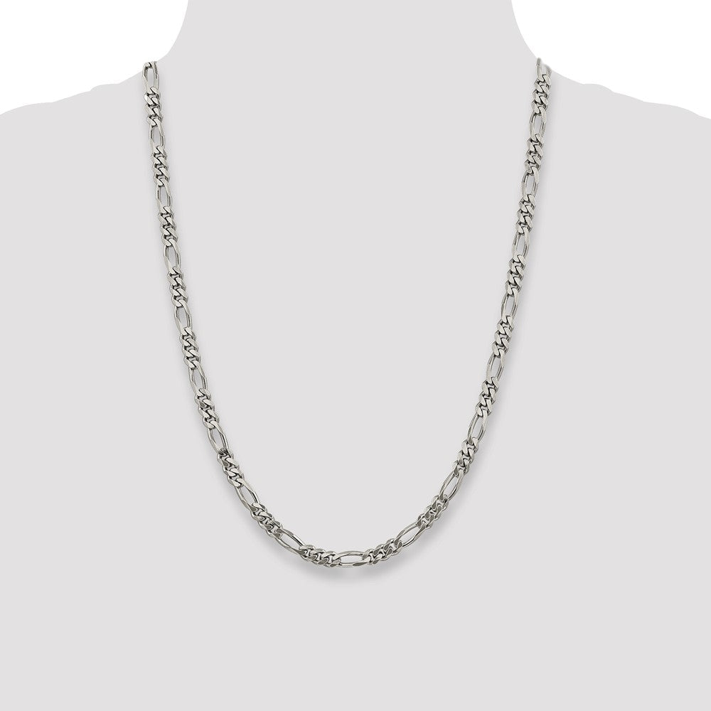 24 Zoll Sterlingsilber Rhodiniert 5.25mm Figaro Halskette