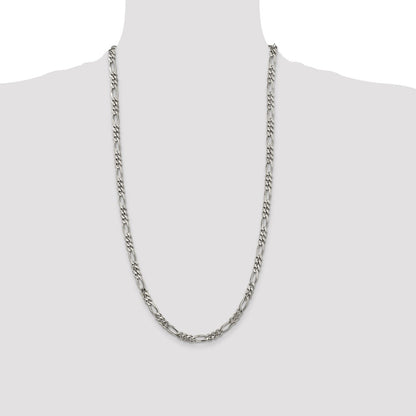 Sterlingsilber Rhodiniert 5.25mm Figaro Halskette