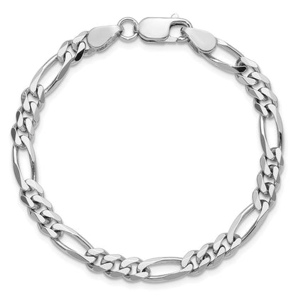 8 Zoll Sterlingsilber Rhodiniert 5.25mm Figaro Gliederarmband