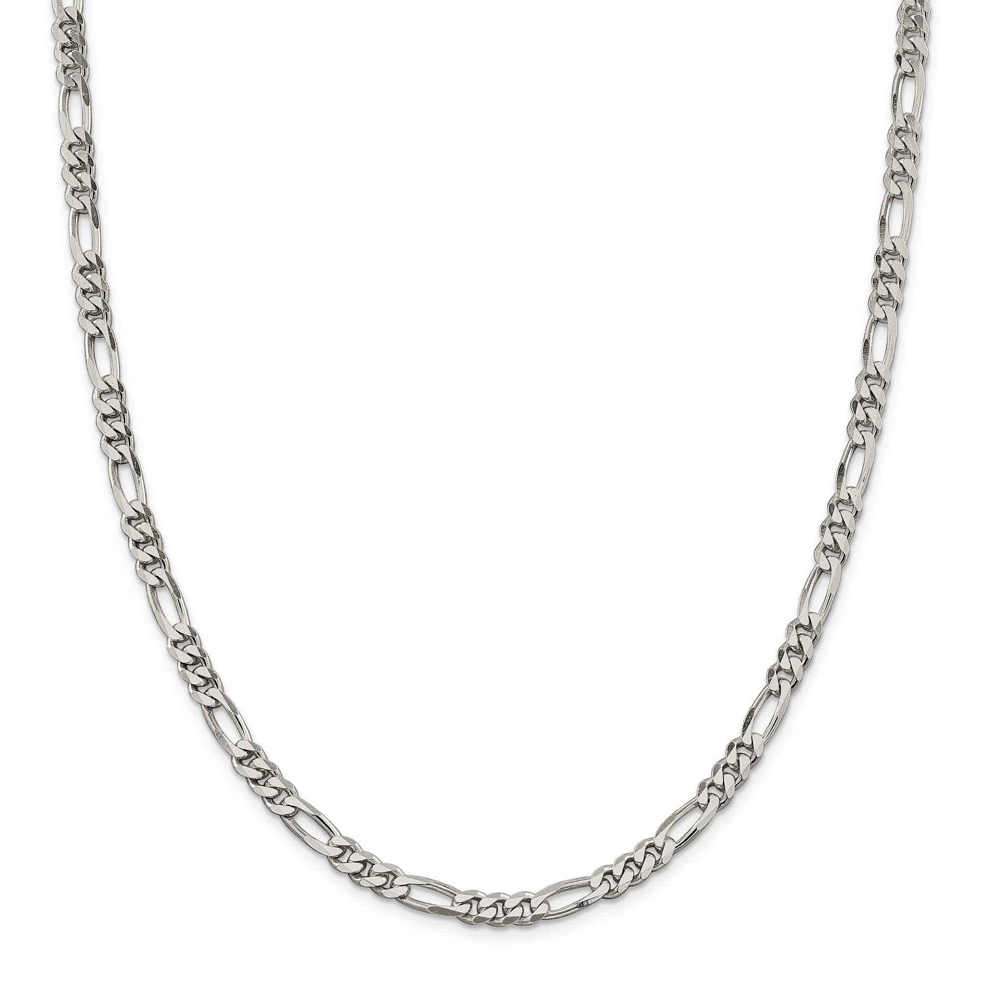 24 Zoll Sterlingsilber Rhodiniert 5.25mm Figaro Halskette