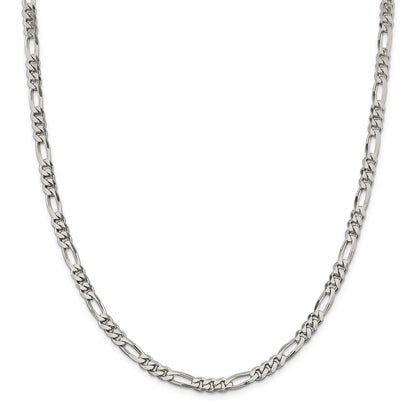24 Zoll Sterlingsilber Rhodiniert 5.25mm Figaro Halskette