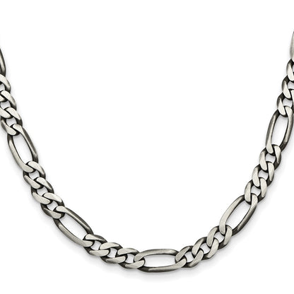 Sterlingsilber Antikisiert 6.5mm Figaro Halskette
