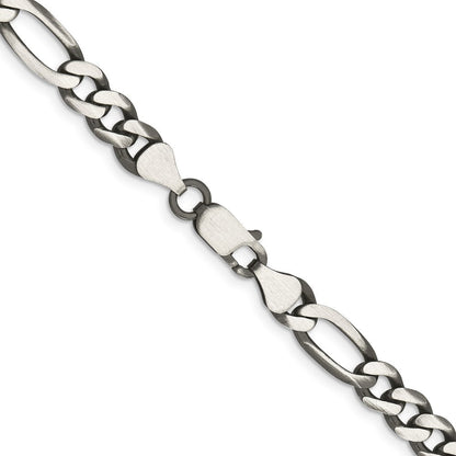 Sterlingsilber Antikisiert 6.5mm Figaro Halskette