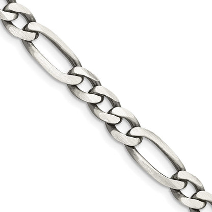 Sterlingsilber Antikisiert 6.5mm Figaro Halskette