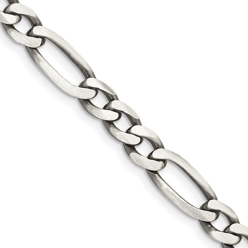 Sterlingsilber Antikisiert 6.5mm Figaro Halskette