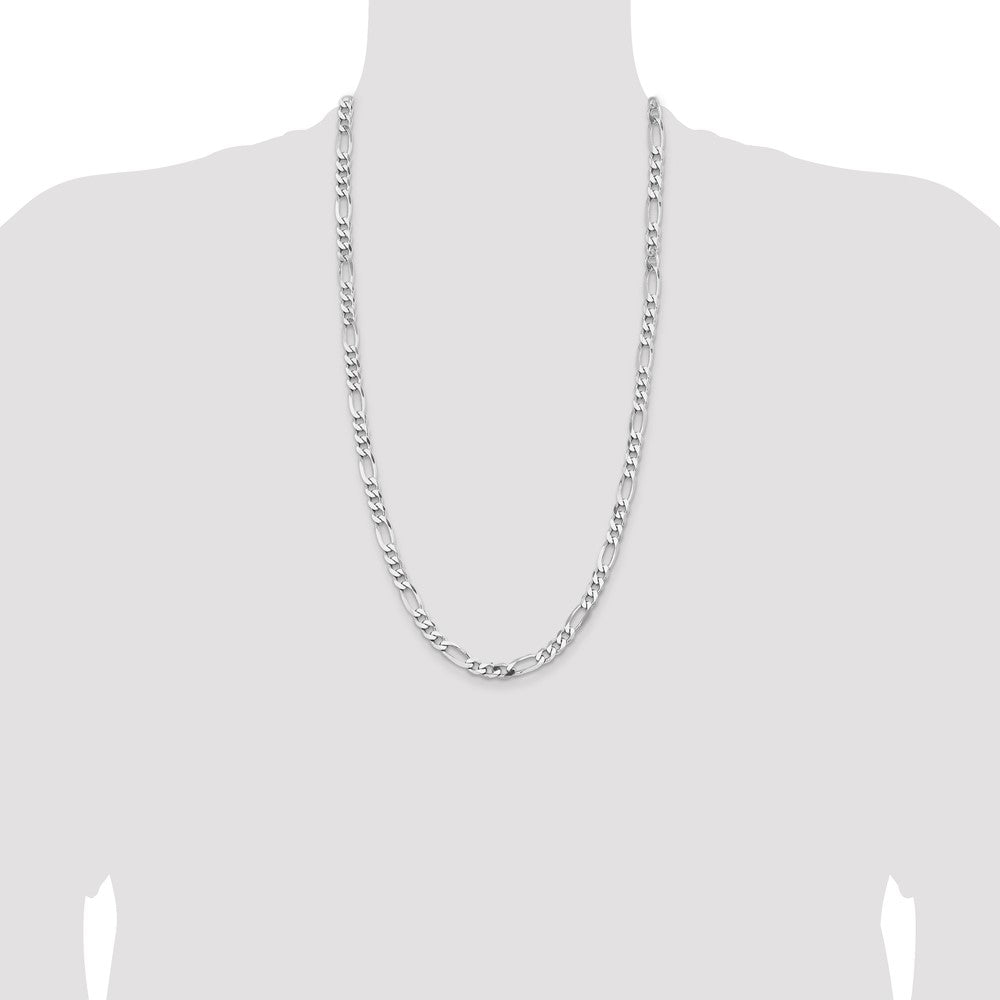 Sterlingsilber Rhodiniert 6.5mm Figaro Halskette
