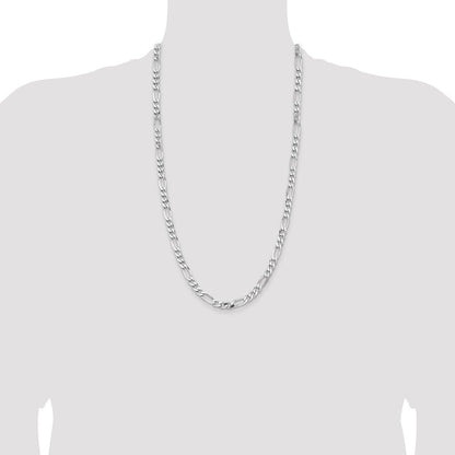 Sterlingsilber Rhodiniert 6.5mm Figaro Halskette