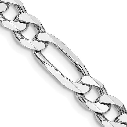 Sterlingsilber Rhodiniert 6.5mm Figaro Halskette