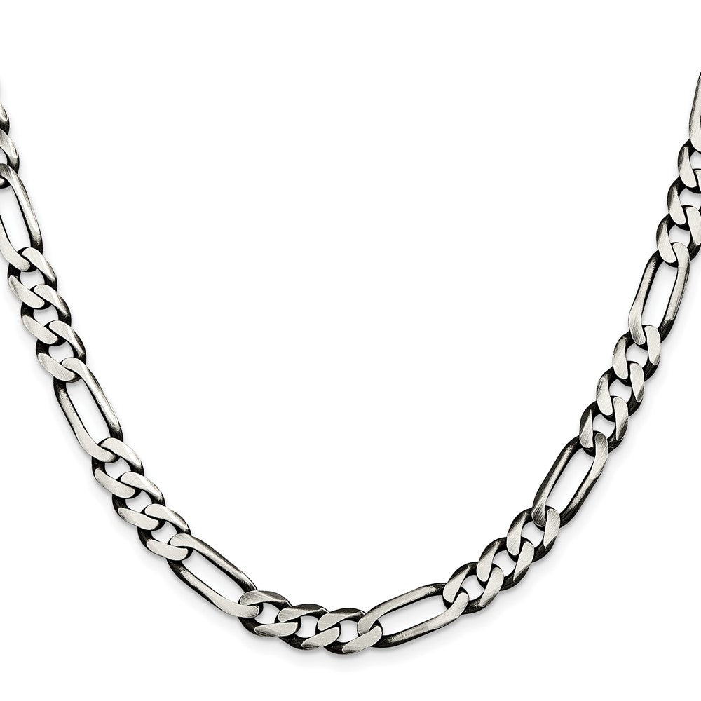 Sterlingsilber Antikisiert 7.5mm Figaro Halskette