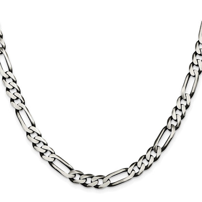 Sterlingsilber Antikisiert 7.5mm Figaro Halskette