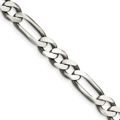 Sterlingsilber Antikisiert 7.5mm Figaro Halskette