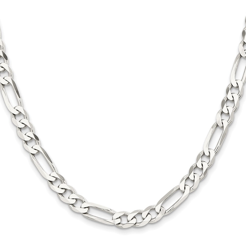 Sterlingsilber Rhodiniert 7.5mm Figaro Halskette