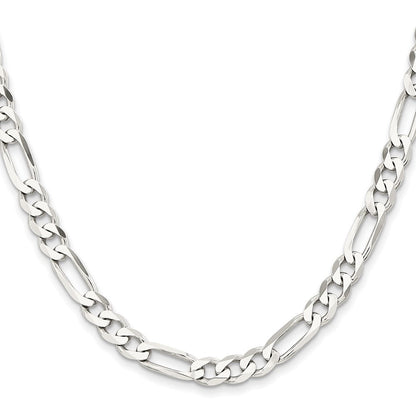 Sterlingsilber Rhodiniert 7.5mm Figaro Halskette