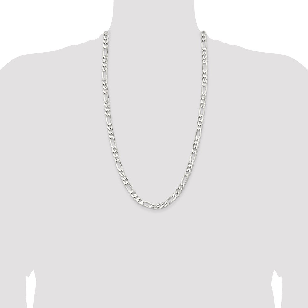 Sterlingsilber Rhodiniert 7.5mm Figaro Halskette