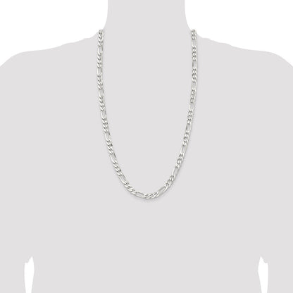 Sterlingsilber Rhodiniert 7.5mm Figaro Halskette