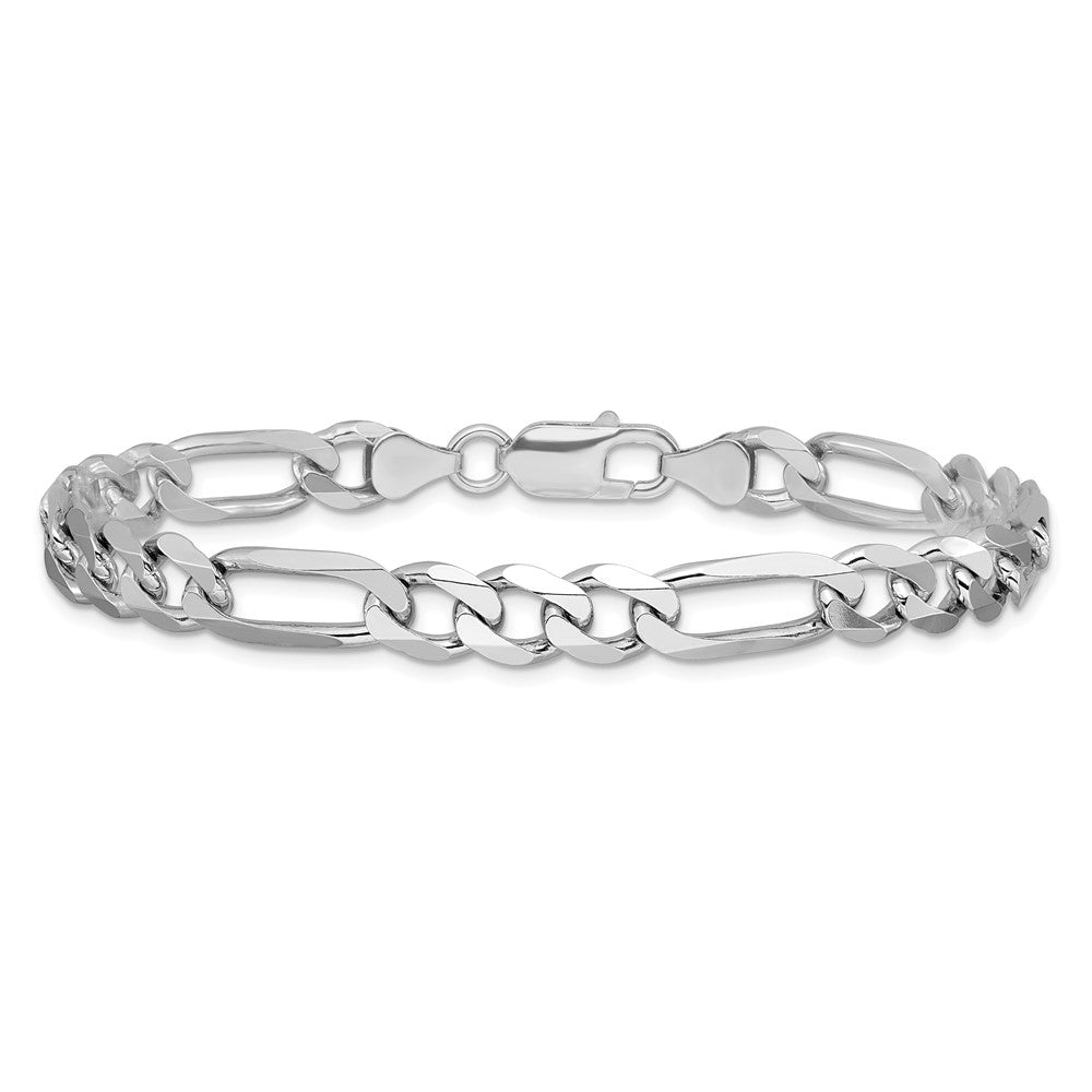 Sterlingsilber Rhodiniert 7.5mm Figaro Gliederarmband