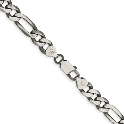 Sterlingsilber Antikisiert 7.75mm Figaro Halskette