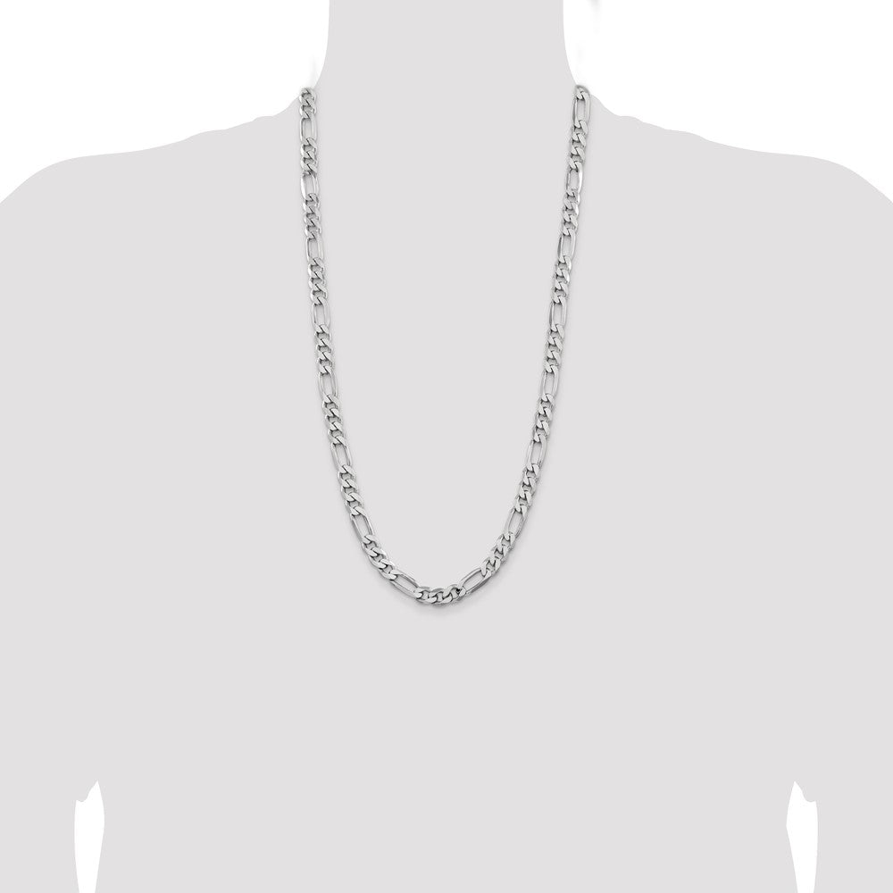 Sterlingsilber Rhodiniert 7.75mm Figaro Halskette