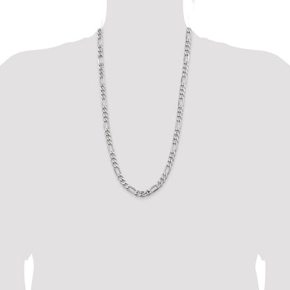 Sterlingsilber Rhodiniert 7.75mm Figaro Halskette