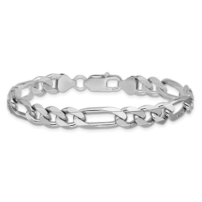 Sterlingsilber Rhodiniert 7.75mm Figaro Gliederarmband