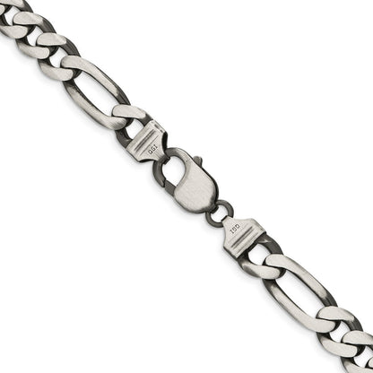 Sterlingsilber Antikisiert 9mm Figaro Halskette