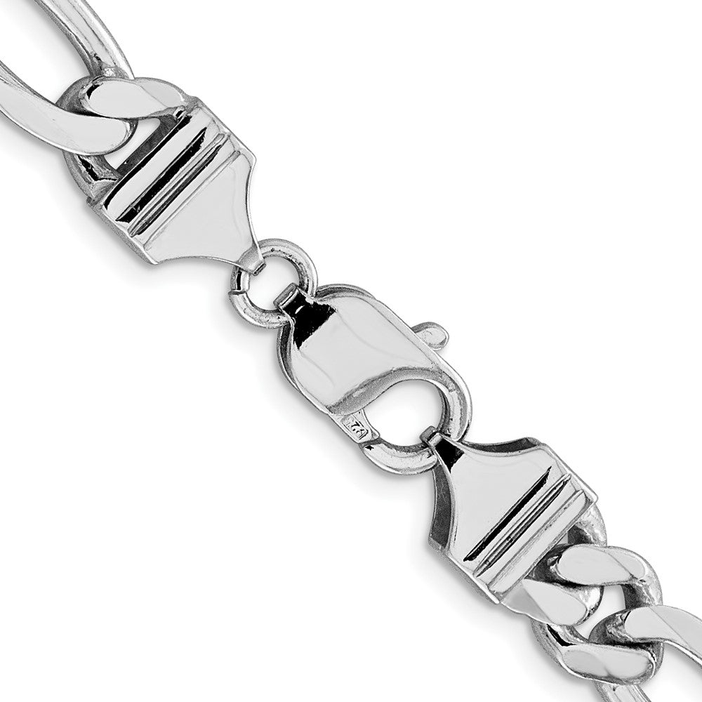 Sterlingsilber Rhodiniert 9mm Figaro Halskette
