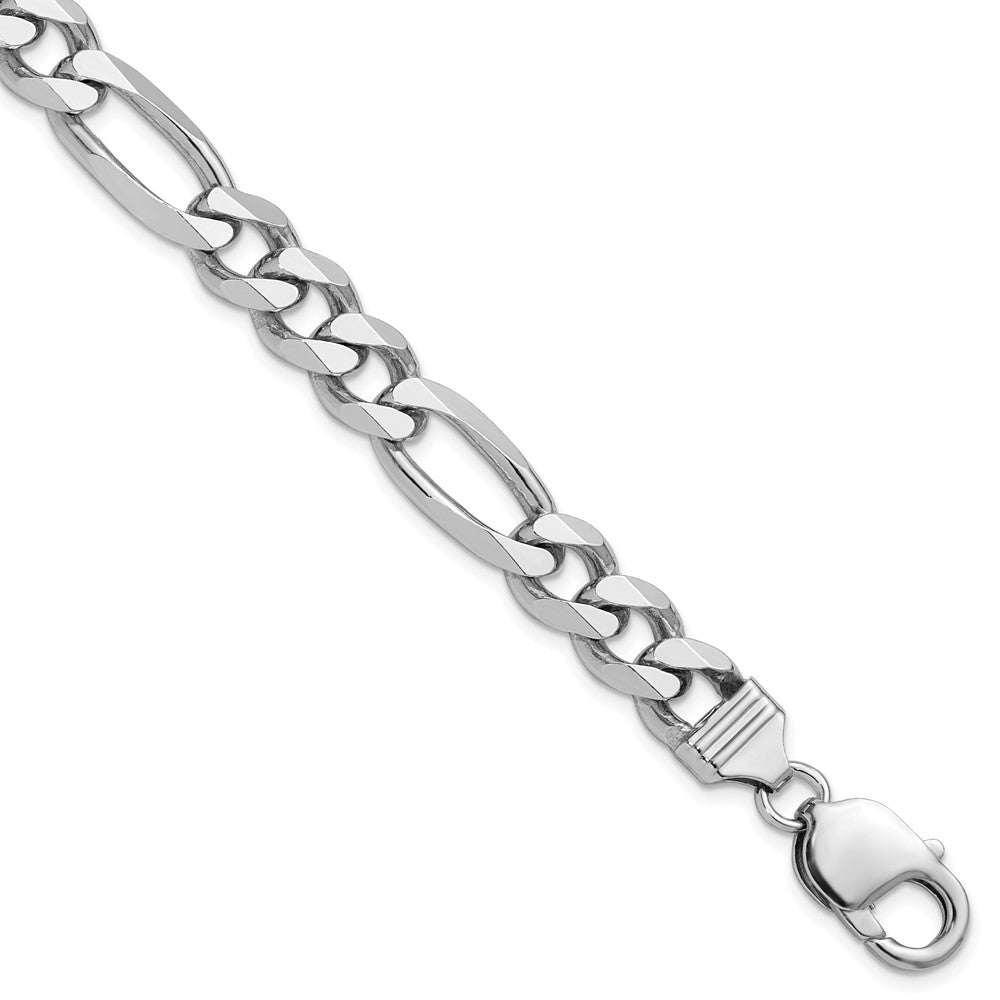 Sterlingsilber Rhodiniert 9mm Figaro Gliederarmband