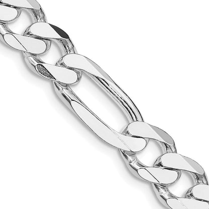 Sterlingsilber Rhodiniert 9mm Figaro Halskette