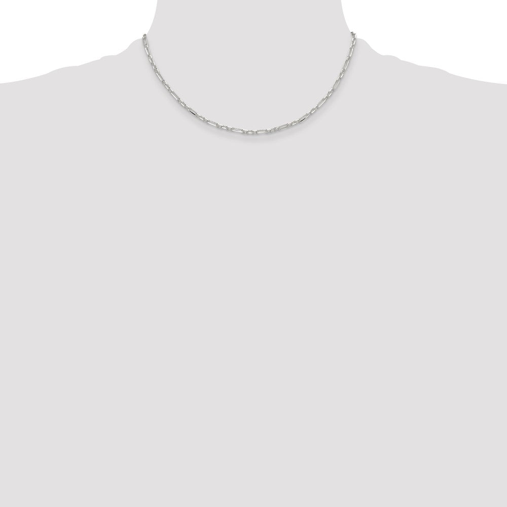 Sterlingsilber Diamantiert 3mm 3 Short Plus 1 Lang Ankerkette Glieder Kette