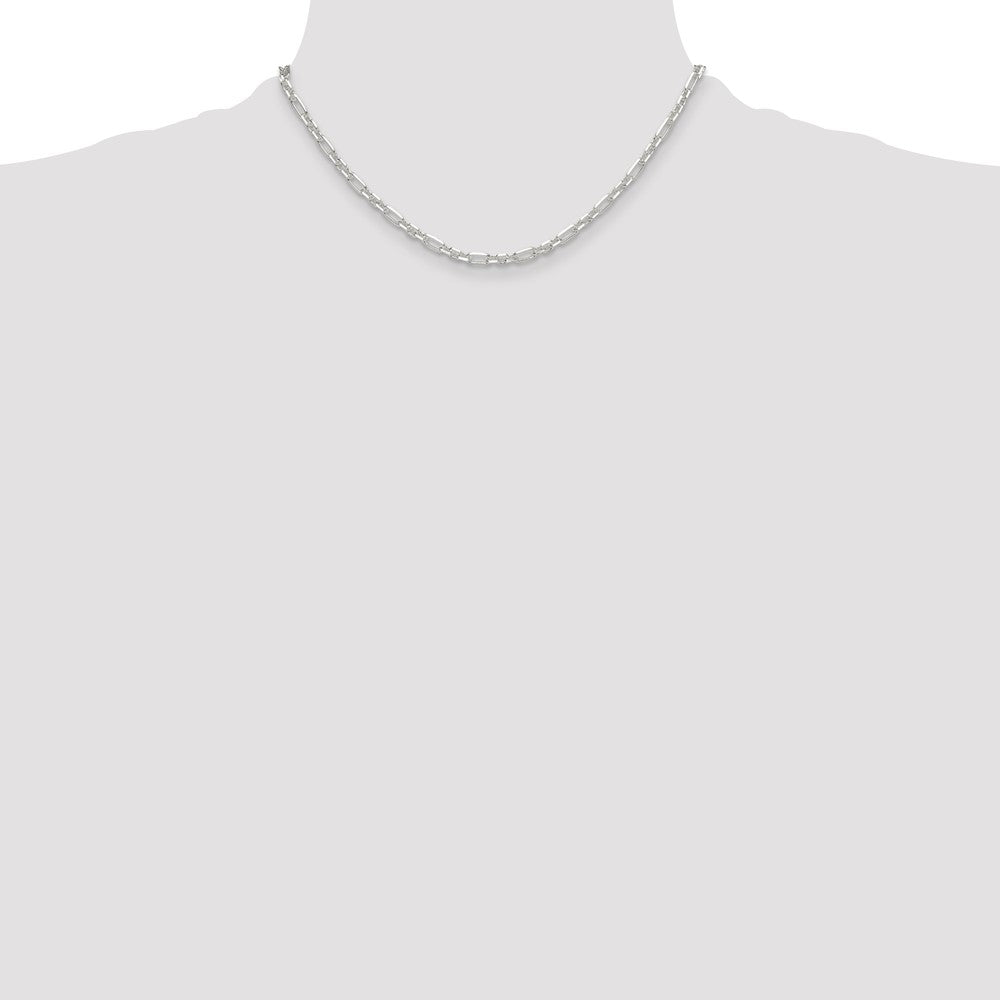 Sterlingsilber Diamantiert 4mm 3 Short Plus 1 Lang Ankerkette Glieder Kette