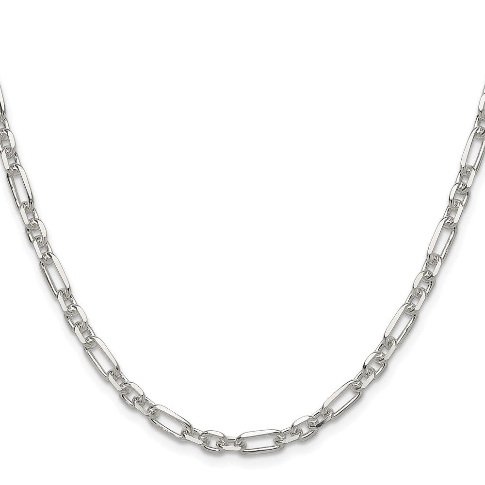 Sterlingsilber Diamantiert 4.5mm 3 Short Plus 1 Lang Ankerkette Glieder Kette