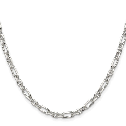 Sterlingsilber Diamantiert 4.5mm 3 Short Plus 1 Lang Ankerkette Glieder Kette