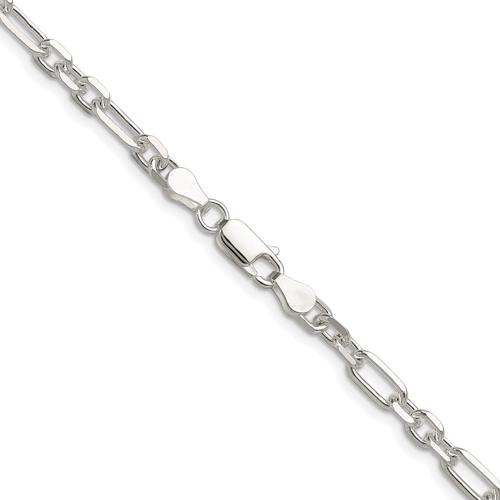 Sterlingsilber Diamantiert 4.5mm 3 Short Plus 1 Lang Ankerkette Glieder Kette