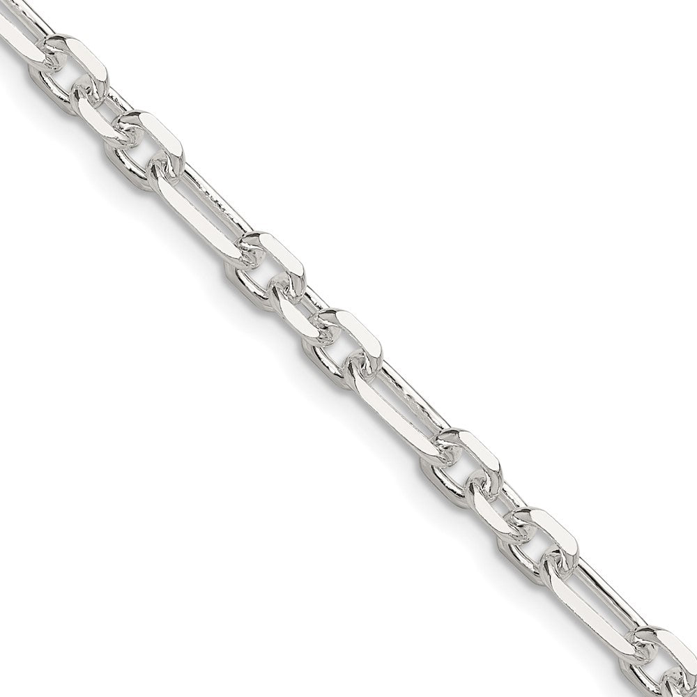 Sterlingsilber Diamantiert 4.5mm 3 Short Plus 1 Lang Ankerkette Glieder Kette
