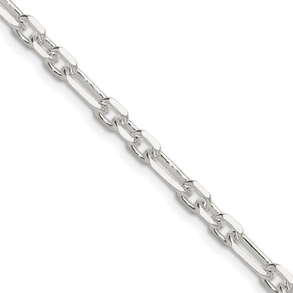 Sterlingsilber Diamantiert 4.5mm 3 Short Plus 1 Lang Ankerkette Glieder Kette