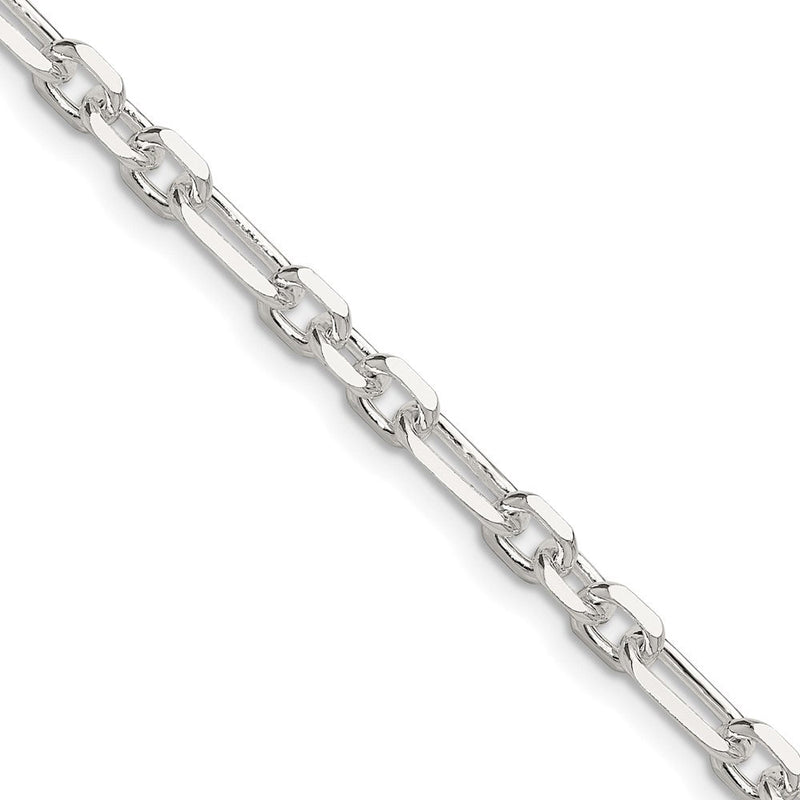 Sterlingsilber Diamantiert 4.5mm 3 Short Plus 1 Lang Ankerkette Glieder Kette