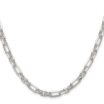 Sterlingsilber Diamantiert 6mm 3 Short Plus 1 Lang Ankerkette Glieder Kette